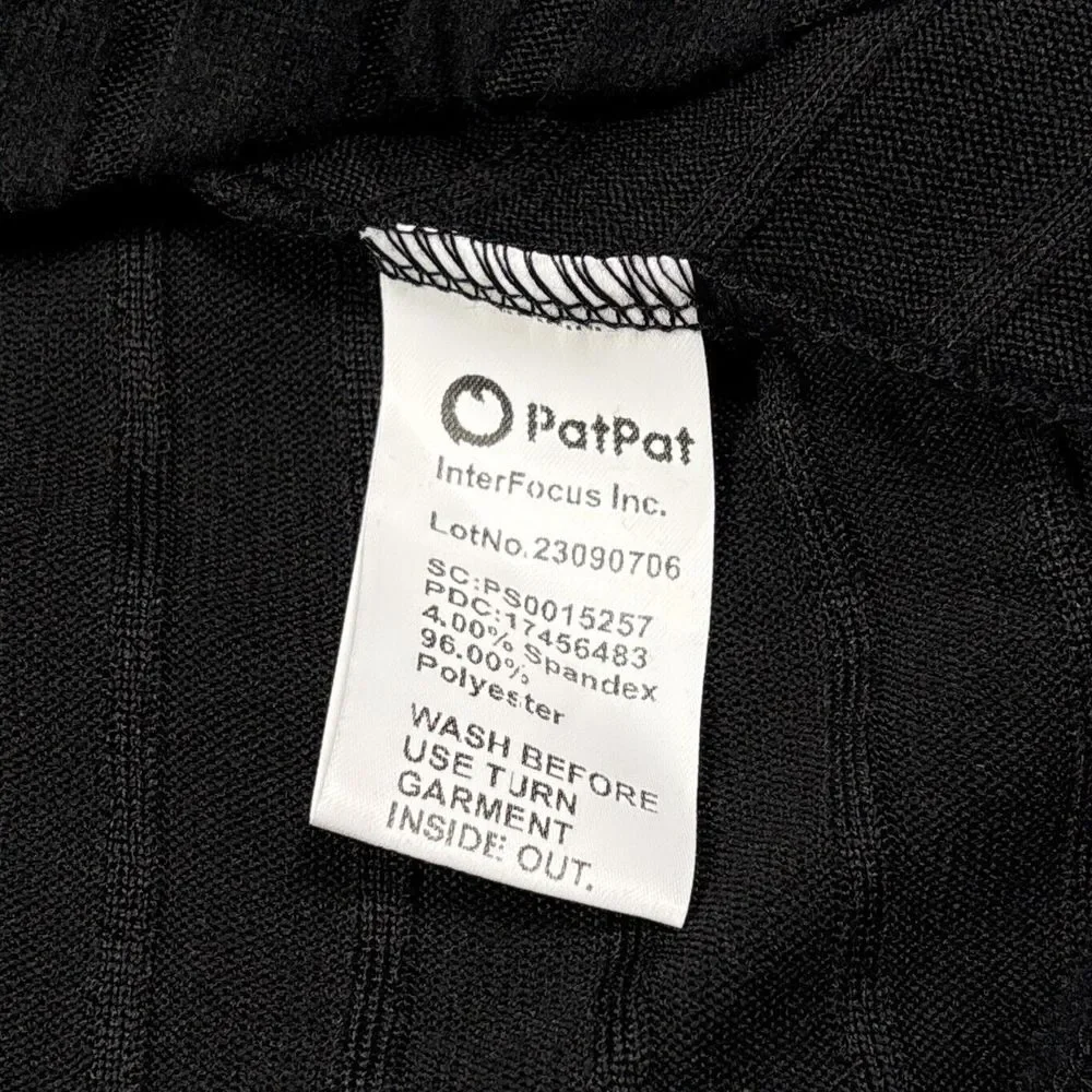 Patpat Ribbed Dress Girls 8-9 Y Black Polyester Blend Long Sleeve Mock‎ Neck NWT